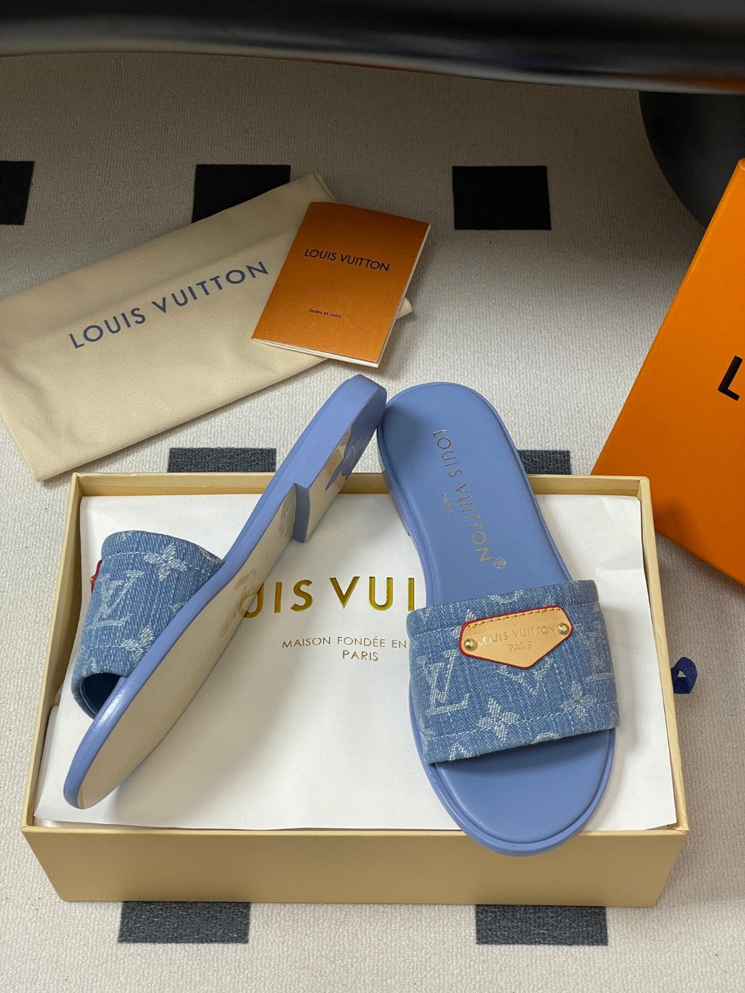 Louis Vuitton Lily Flat Mules in Monogram denim