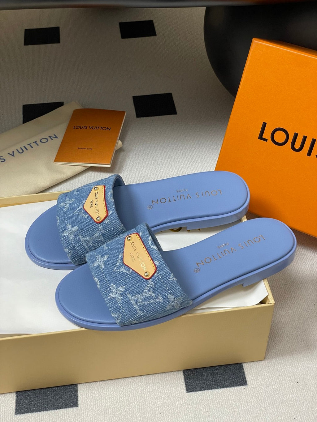 Louis Vuitton Lily Flat Mules in Monogram denim