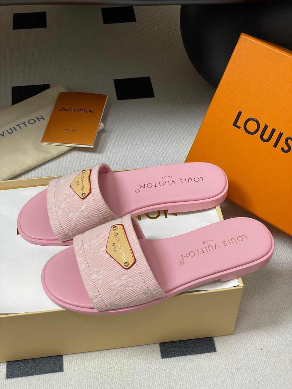 Louis Vuitton Lily Flat Mules in Monogram denim