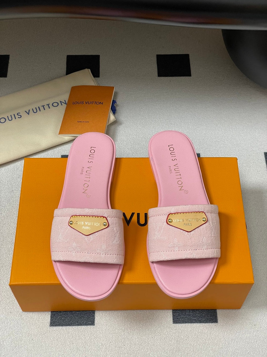 Louis Vuitton Lily Flat Mules in Monogram denim
