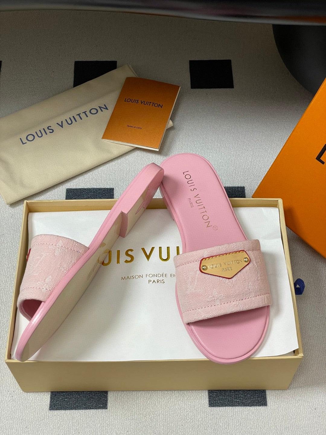 Louis Vuitton Lily Flat Mules in Monogram denim