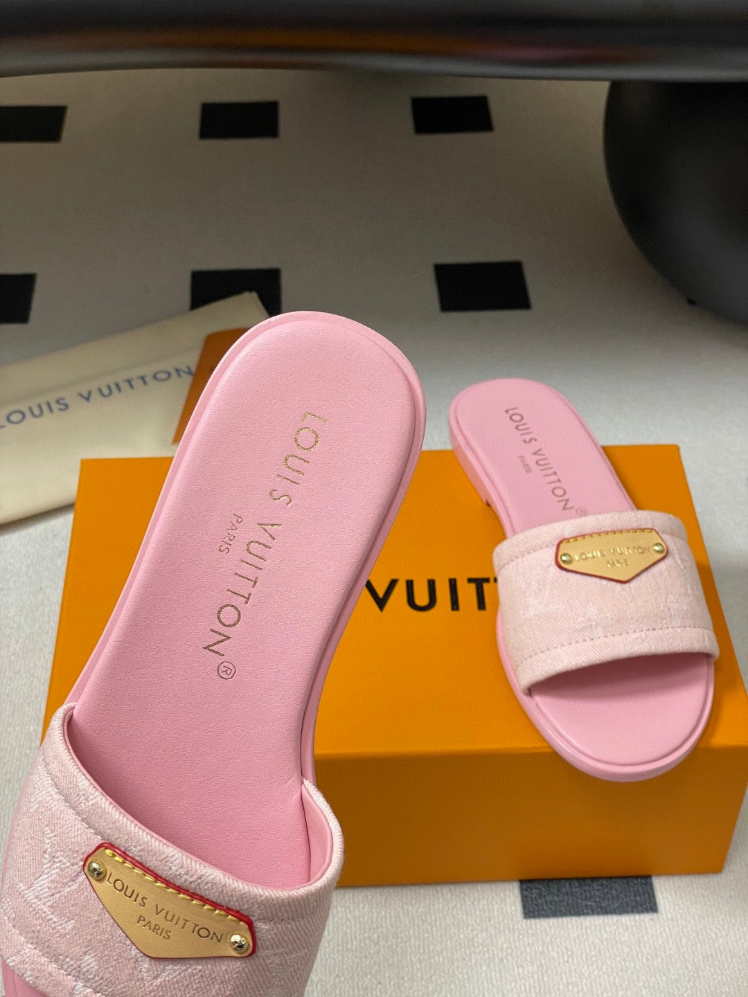 Louis Vuitton Lily Flat Mules in Monogram denim