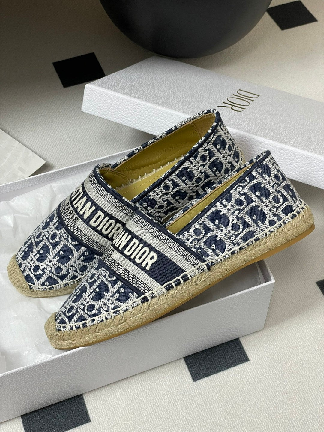 Dior Granville espadrilles in deep blue Dior Oblique embroidered cotton