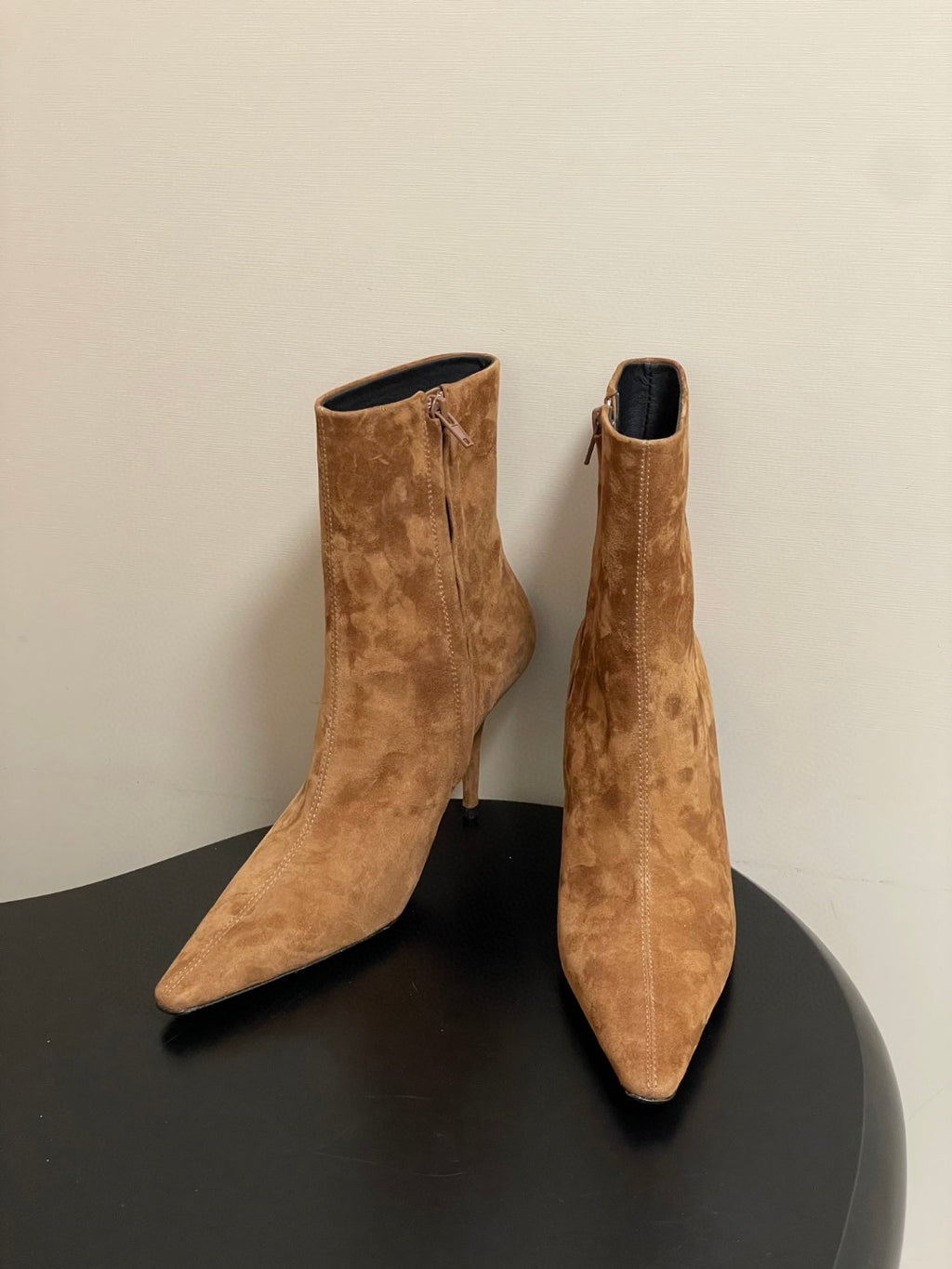 Saint Laurent Ashley 90 suede ankle boots in brown