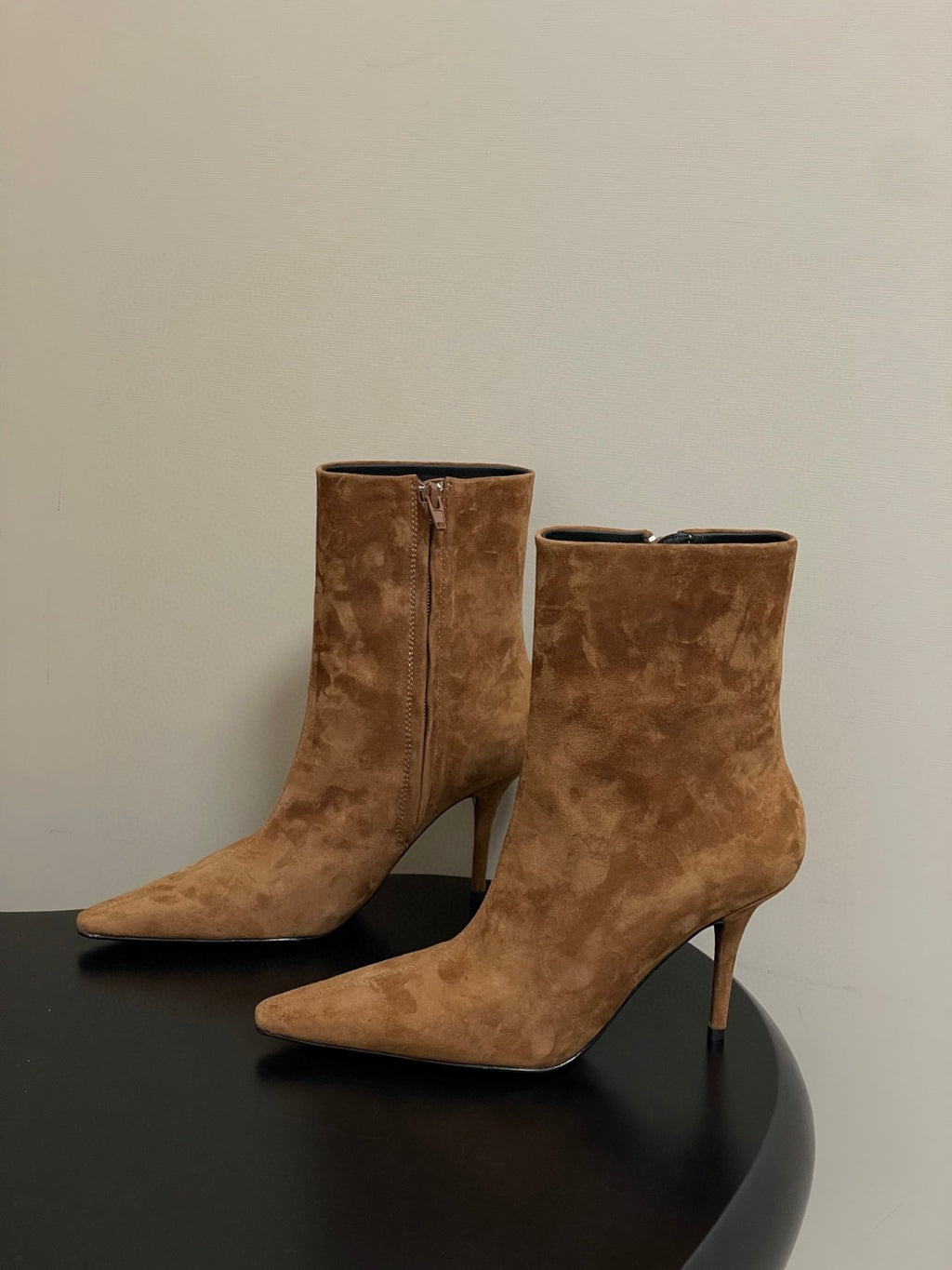 Saint Laurent Ashley 90 suede ankle boots in brown