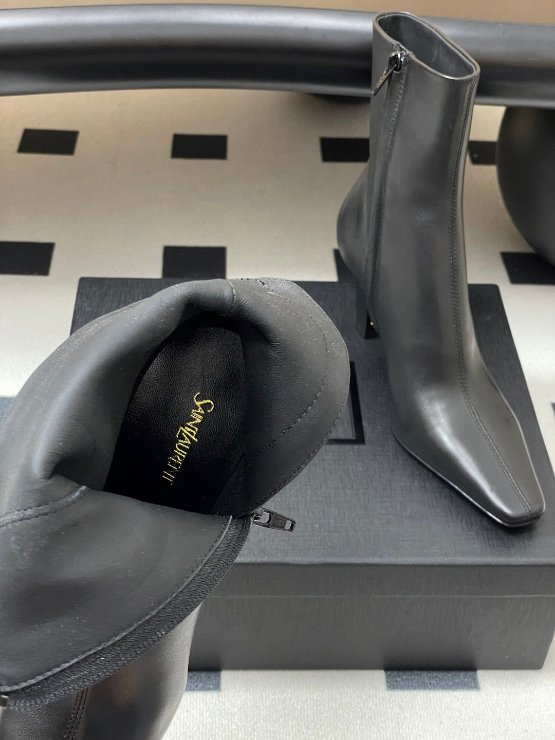 black Saint Laurent Jill 75 ankle boots in smooth leather