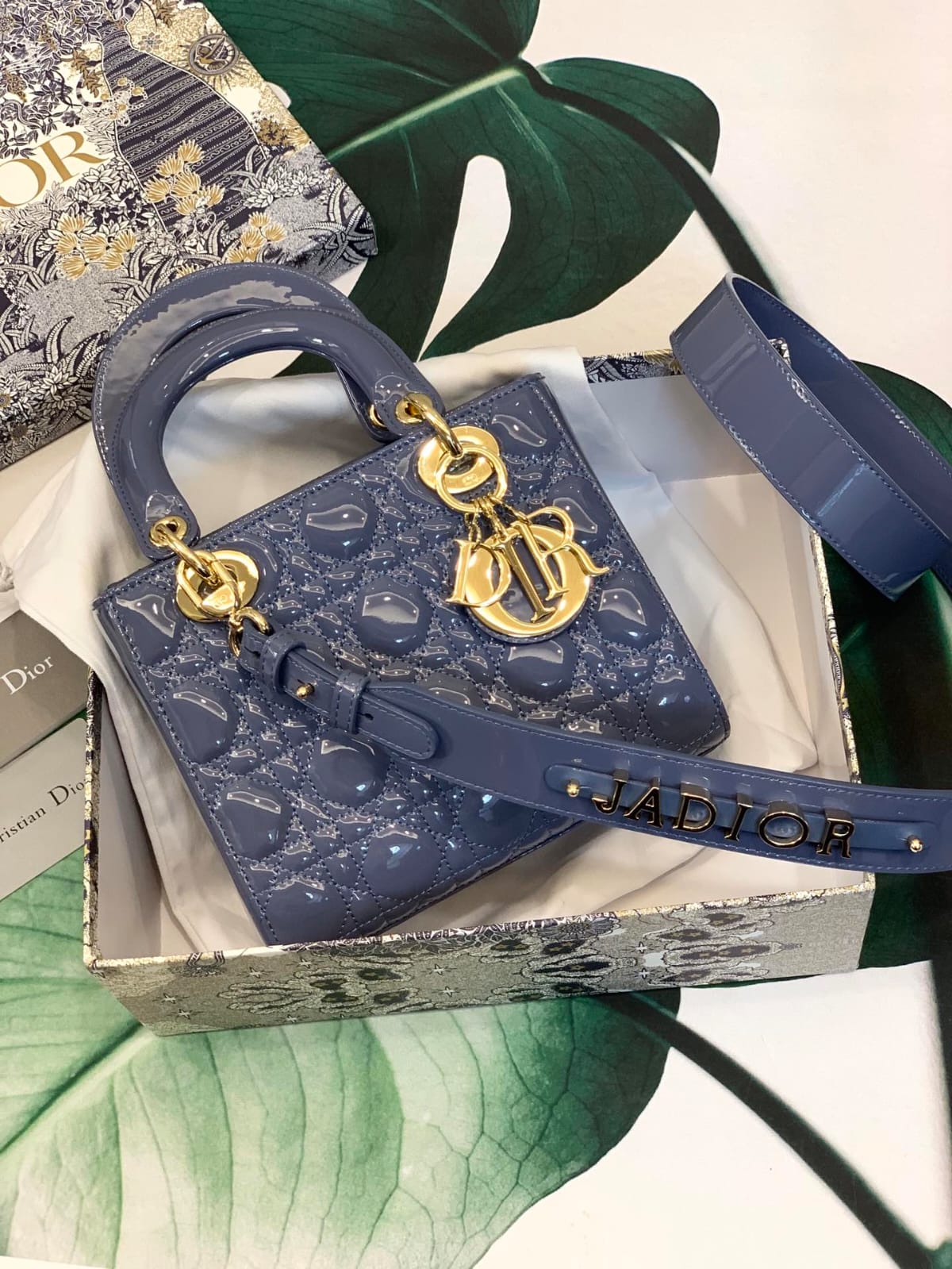 Lady Dior bag in cherry red patent calfskin