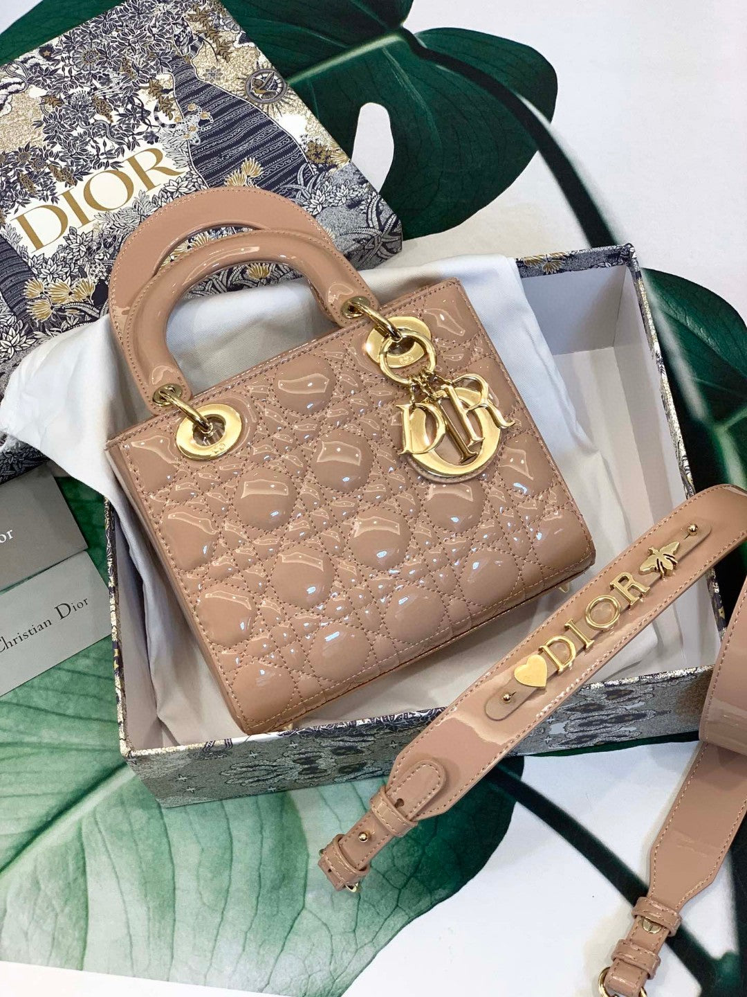 Lady Dior bag in cherry red patent calfskin