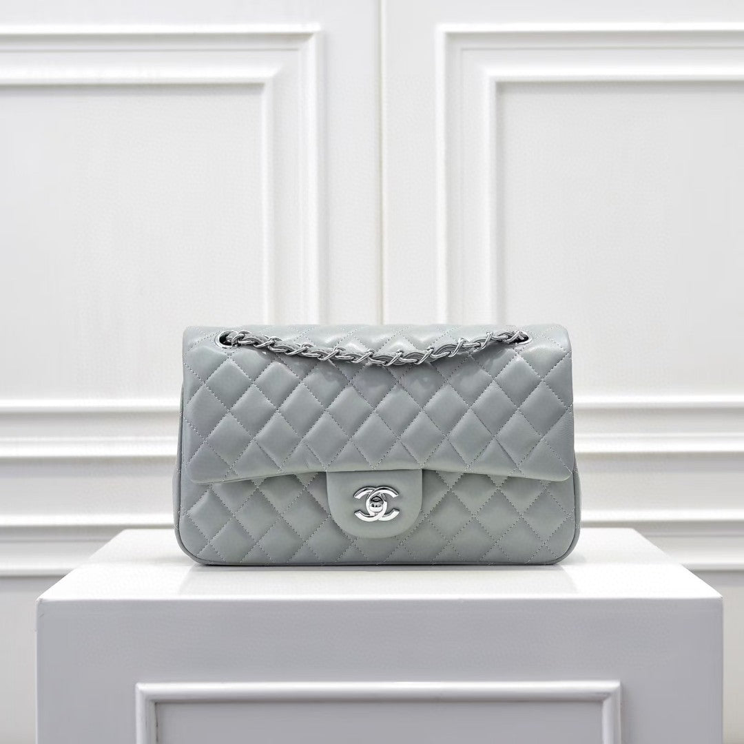 Chanel Classic Double Flap bag in burgundy lambskin leather with silver-tone hardware