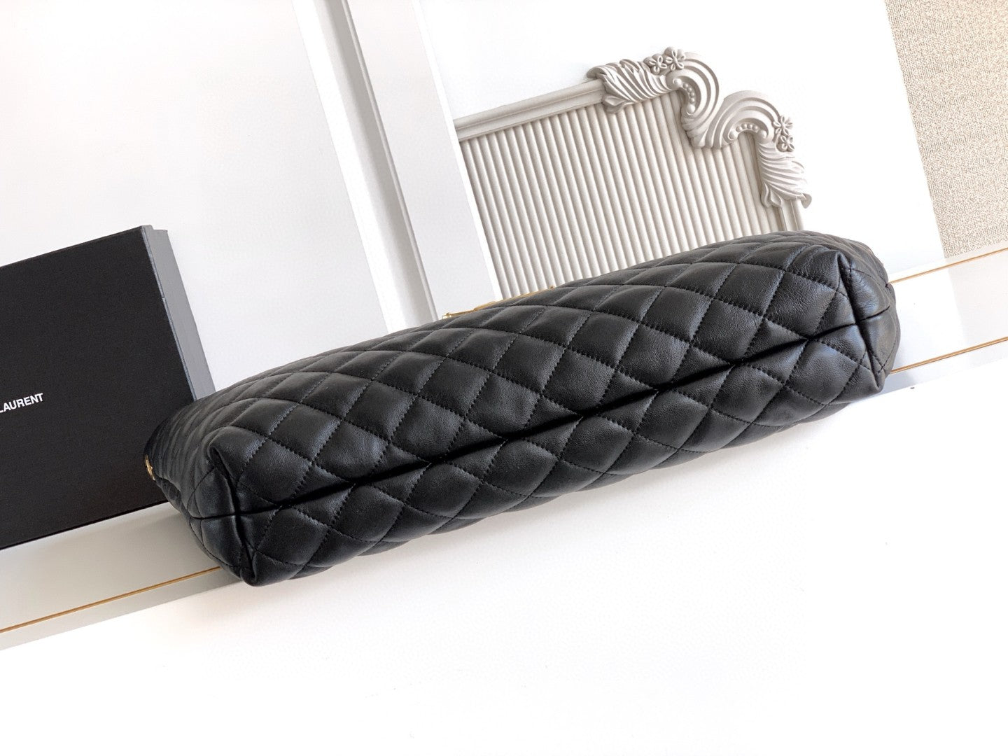 Saint Laurent Icare Maxi Tote/Shopping/Travel Bag in quilted black lambskin